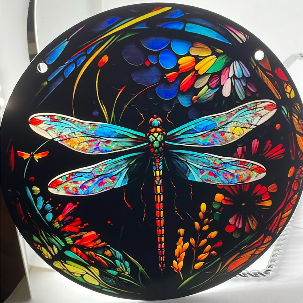 Suncatcher Acrylic Dragonfly Wildlife Home Decor Faux Stained Glass
